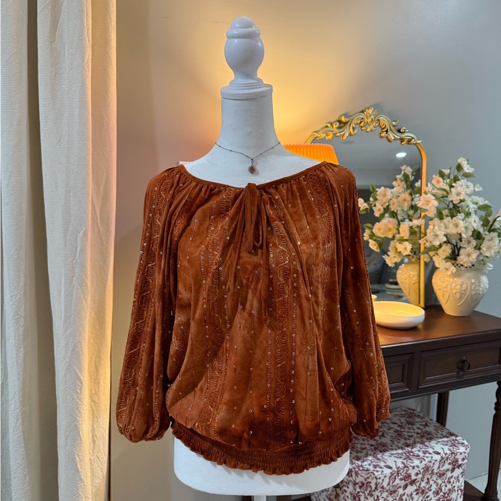 Sami & Jo Rust Blouse with Embellishments